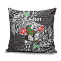Personalised South Sydney Rabbitohs Pillow Cover Polynesian Tribal Pattern With Rugby Rabbit Mascot Art