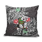 Personalised South Sydney Rabbitohs Pillow Cover Polynesian Tribal Pattern With Rugby Rabbit Mascot Art