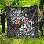 Personalised South Sydney Rabbitohs Quilt Polynesian Tribal Pattern With Rugby Rabbit Mascot Art