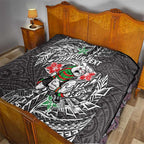 Personalised South Sydney Rabbitohs Quilt Polynesian Tribal Pattern With Rugby Rabbit Mascot Art