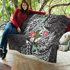 Personalised South Sydney Rabbitohs Quilt Polynesian Tribal Pattern With Rugby Rabbit Mascot Art