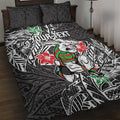 Personalised South Sydney Rabbitohs Quilt Bed Set Polynesian Tribal Pattern With Rugby Rabbit Mascot Art