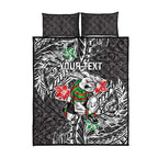 Personalised South Sydney Rabbitohs Quilt Bed Set Polynesian Tribal Pattern With Rugby Rabbit Mascot Art