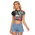 Personalised South Sydney Rabbitohs Raglan Cropped T Shirt Polynesian Tribal Pattern With Rugby Rabbit Mascot Art