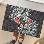 Personalised South Sydney Rabbitohs Rubber Doormat Polynesian Tribal Pattern With Rugby Rabbit Mascot Art
