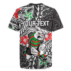 Personalised South Sydney Rabbitohs Rugby Jersey Polynesian Tribal Pattern With Rugby Rabbit Mascot Art