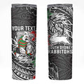 Personalised South Sydney Rabbitohs Skinny Tumbler Polynesian Tribal Pattern With Rugby Rabbit Mascot Art