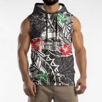 Personalised South Sydney Rabbitohs Sleeveless Hoodie Polynesian Tribal Pattern With Rugby Rabbit Mascot Art