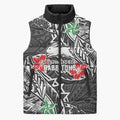 Personalised South Sydney Rabbitohs Sleeveless Puffer Jacket Polynesian Tribal Pattern With Rugby Rabbit Mascot Art