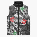 Personalised South Sydney Rabbitohs Sleeveless Puffer Jacket Polynesian Tribal Pattern With Rugby Rabbit Mascot Art