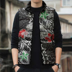 Personalised South Sydney Rabbitohs Sleeveless Puffer Jacket Polynesian Tribal Pattern With Rugby Rabbit Mascot Art