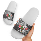 Personalised South Sydney Rabbitohs Slide Sandals Polynesian Tribal Pattern With Rugby Rabbit Mascot Art