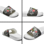 Personalised South Sydney Rabbitohs Slide Sandals Polynesian Tribal Pattern With Rugby Rabbit Mascot Art