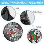 Personalised South Sydney Rabbitohs Spare Tire Cover Polynesian Tribal Pattern With Rugby Rabbit Mascot Art