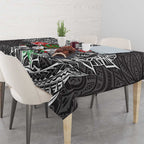 Personalised South Sydney Rabbitohs Tablecloth Polynesian Tribal Pattern With Rugby Rabbit Mascot Art