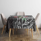 Personalised South Sydney Rabbitohs Tablecloth Polynesian Tribal Pattern With Rugby Rabbit Mascot Art