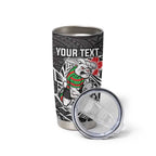 Personalised South Sydney Rabbitohs Tumbler Cup Polynesian Tribal Pattern With Rugby Rabbit Mascot Art