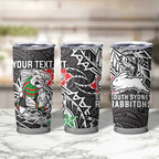 Personalised South Sydney Rabbitohs Tumbler Cup Polynesian Tribal Pattern With Rugby Rabbit Mascot Art
