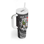 Personalised South Sydney Rabbitohs Tumbler With Handle Polynesian Tribal Pattern With Rugby Rabbit Mascot Art