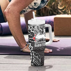 Personalised South Sydney Rabbitohs Tumbler With Handle Polynesian Tribal Pattern With Rugby Rabbit Mascot Art