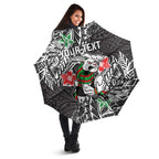 Personalised South Sydney Rabbitohs Umbrella Polynesian Tribal Pattern With Rugby Rabbit Mascot Art