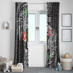 Personalised South Sydney Rabbitohs Window Curtain Polynesian Tribal Pattern With Rugby Rabbit Mascot Art