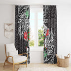 Personalised South Sydney Rabbitohs Window Curtain Polynesian Tribal Pattern With Rugby Rabbit Mascot Art