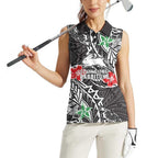 Personalised South Sydney Rabbitohs Women Sleeveless Polo Shirt Polynesian Tribal Pattern With Rugby Rabbit Mascot Art