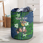 Personalised Canberra Raiders Laundry Basket Polynesian Tribal Pattern With Rugby Viking Mascot Art