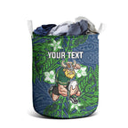 Personalised Canberra Raiders Laundry Basket Polynesian Tribal Pattern With Rugby Viking Mascot Art