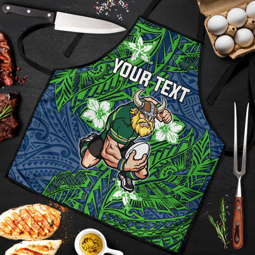 Personalised Canberra Raiders Apron Polynesian Tribal Pattern With Rugby Viking Mascot Art