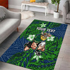 Personalised Canberra Raiders Area Rug Polynesian Tribal Pattern With Rugby Viking Mascot Art