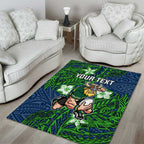 Personalised Canberra Raiders Area Rug Polynesian Tribal Pattern With Rugby Viking Mascot Art