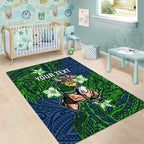 Personalised Canberra Raiders Area Rug Polynesian Tribal Pattern With Rugby Viking Mascot Art