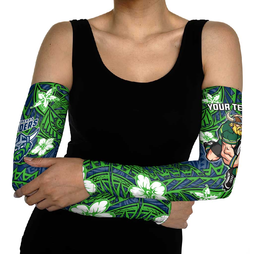 Personalised Canberra Raiders Arm Sleeves Polynesian Tribal Pattern With Rugby Viking Mascot Art