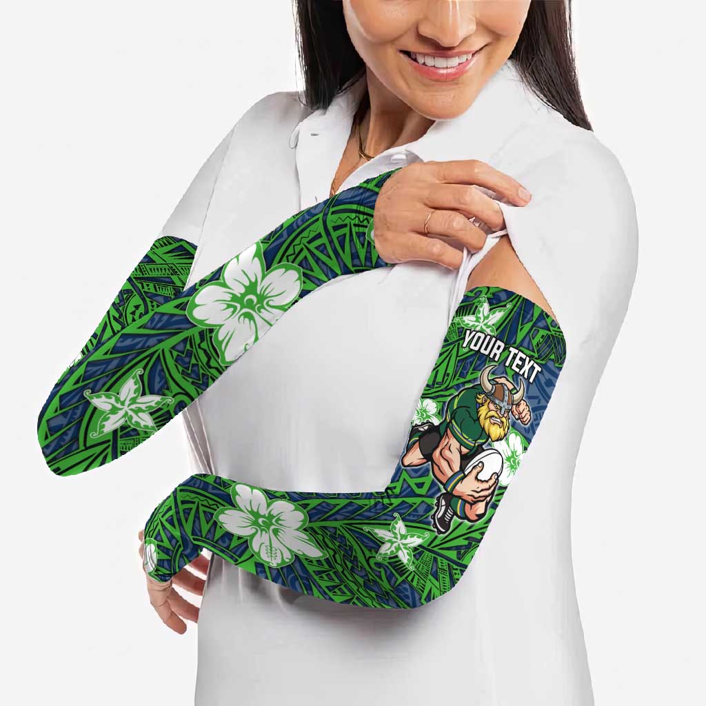 Personalised Canberra Raiders Arm Sleeves Polynesian Tribal Pattern With Rugby Viking Mascot Art