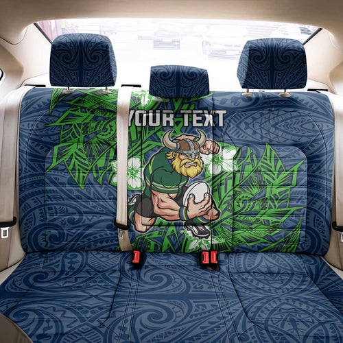 Personalised Canberra Raiders Back Car Seat Cover Polynesian Tribal Pattern With Rugby Viking Mascot Art
