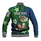 Personalised Canberra Raiders Baseball Jacket Polynesian Tribal Pattern With Rugby Viking Mascot Art