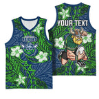 Personalised Canberra Raiders Basketball Jersey Polynesian Tribal Pattern With Rugby Viking Mascot Art