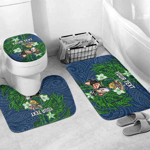 Personalised Canberra Raiders Bathroom Set Polynesian Tribal Pattern With Rugby Viking Mascot Art
