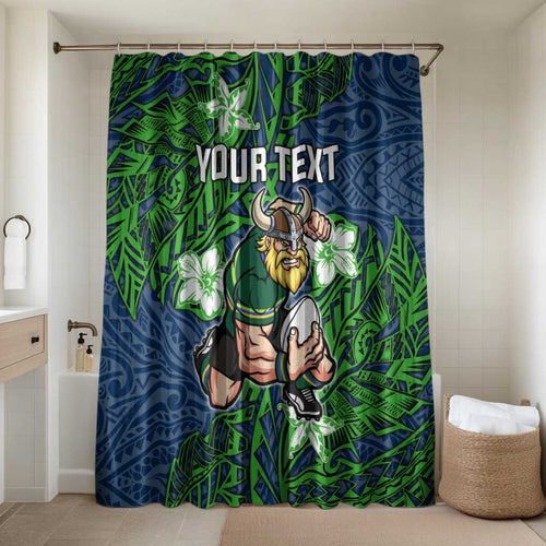 Personalised Canberra Raiders Bathroom Set Polynesian Tribal Pattern With Rugby Viking Mascot Art