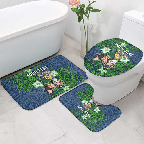 Personalised Canberra Raiders Bathroom Set Polynesian Tribal Pattern With Rugby Viking Mascot Art