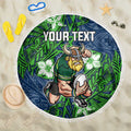 Personalised Canberra Raiders Beach Blanket Polynesian Tribal Pattern With Rugby Viking Mascot Art