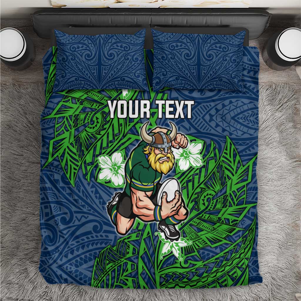 Personalised Canberra Raiders Bedding Set Polynesian Tribal Pattern With Rugby Viking Mascot Art