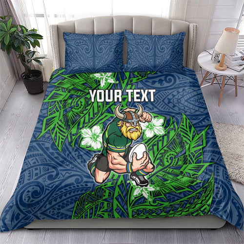 Personalised Canberra Raiders Bedding Set Polynesian Tribal Pattern With Rugby Viking Mascot Art