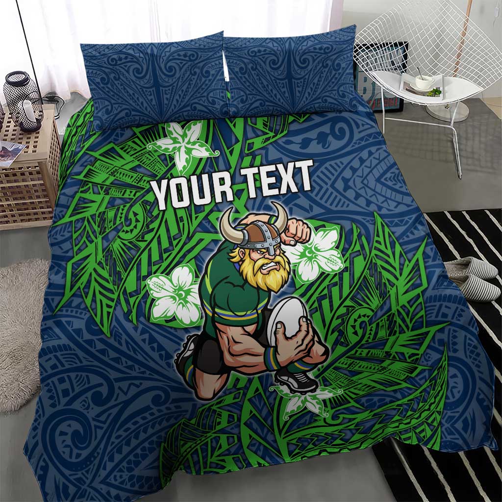 Personalised Canberra Raiders Bedding Set Polynesian Tribal Pattern With Rugby Viking Mascot Art