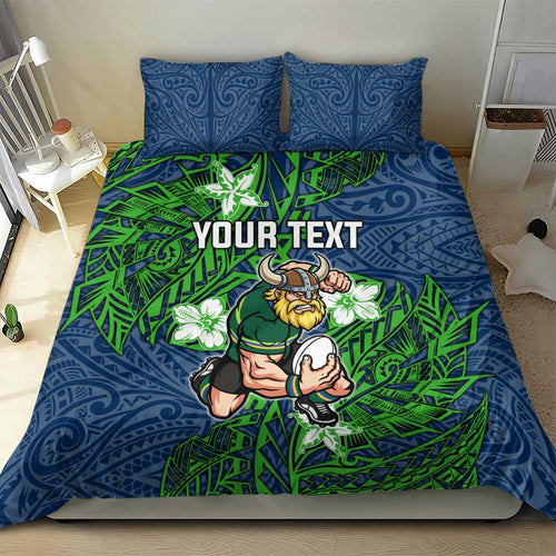 Personalised Canberra Raiders Bedding Set Polynesian Tribal Pattern With Rugby Viking Mascot Art
