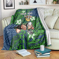 Personalised Canberra Raiders Blanket Polynesian Tribal Pattern With Rugby Viking Mascot Art