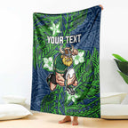 Personalised Canberra Raiders Blanket Polynesian Tribal Pattern With Rugby Viking Mascot Art