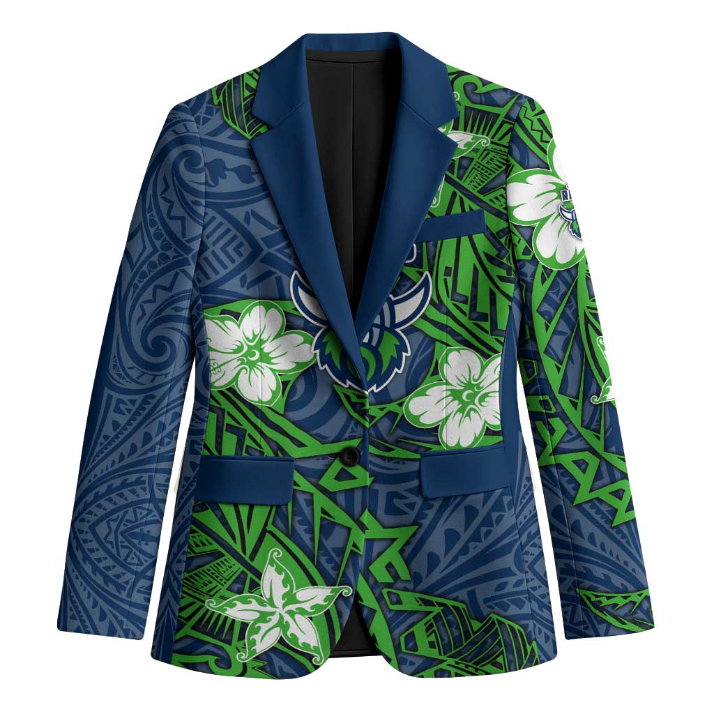 Personalised Canberra Raiders Blazer Polynesian Tribal Pattern With Rugby Viking Mascot Art